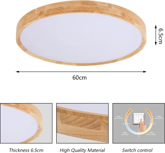 Brilagi - LED mennyezeti lámpatest WOODROUND LED/40W/230V 3000/4000/6000K átm. 60 cm