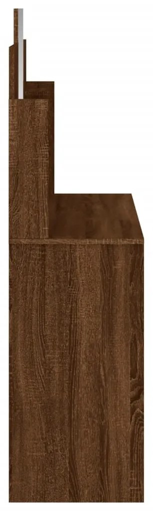 barna tölgy színű fésülködőasztal tükörrel 96x39x142 cm
