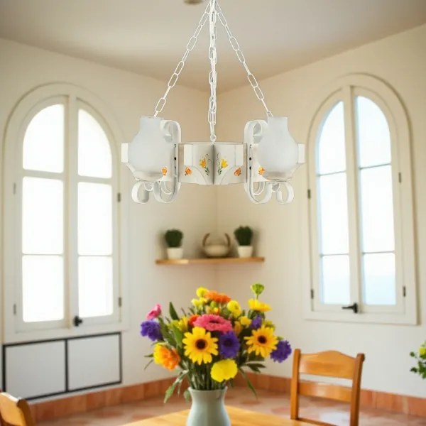 Brilagi - Láncos csillár QUEEN 4xE14/40W/230V bükk/krémszínű