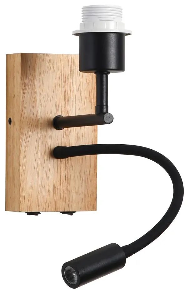 Brilagi - LED Rugalmas fali lámpa NUBILA WOOD 1xE27/25W/230V + LED/3W tölgy/fekete