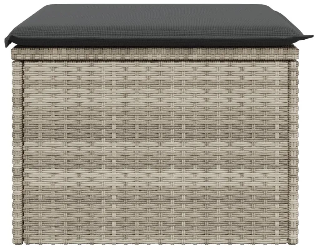 Világosszürke polyrattan kerti szék párnával 55 x 55 x 37 cm