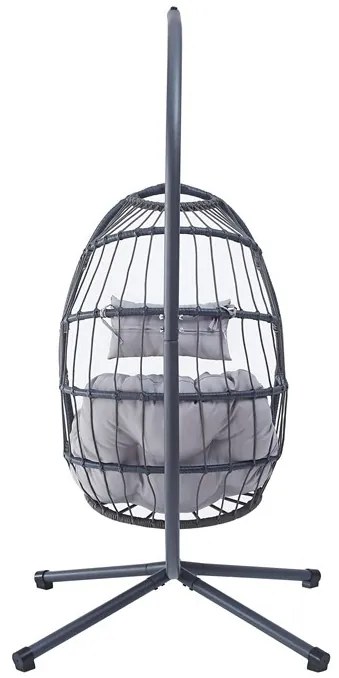 Szürke Függőszék Fémvázzal és Polyrattan Fonással. AZ-V1269 GREY