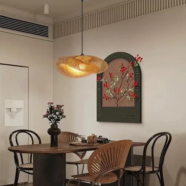 Immax 08269L - Csillár zsinóron HILO 1xE27/40W/230V átm. 60 cm bambusz