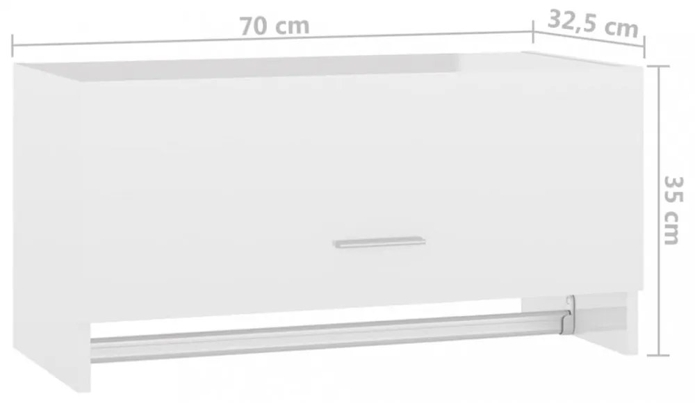 magasfényű fehér szerelt fa ruhásszekrény 70 x 32,5 x 35 cm