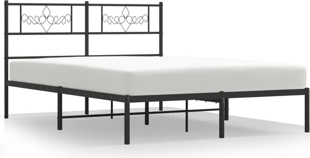 vidaXL fekete fém ágykeret fejtámlával 120 x 200 cm