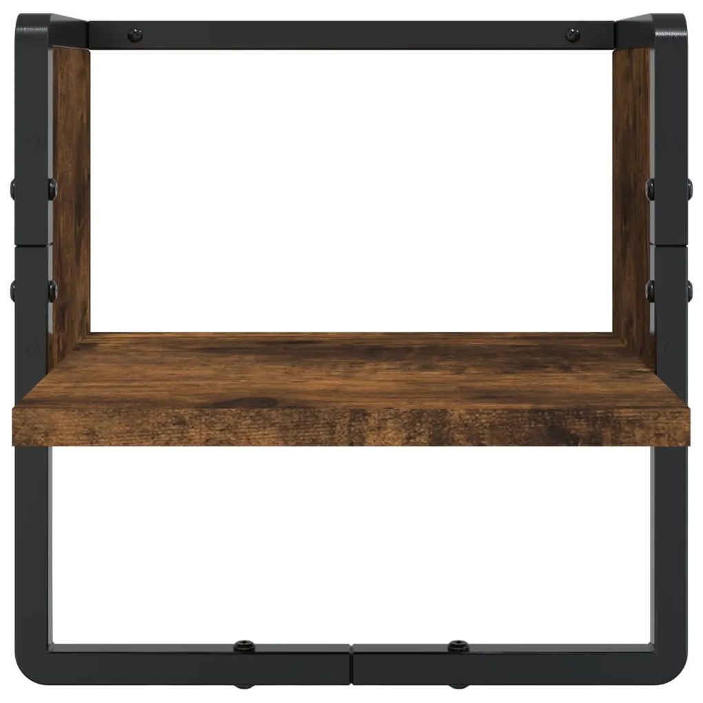 vidaXL 6 részes füstölt tölgy színű szerelt fa fali polc szett rúddal