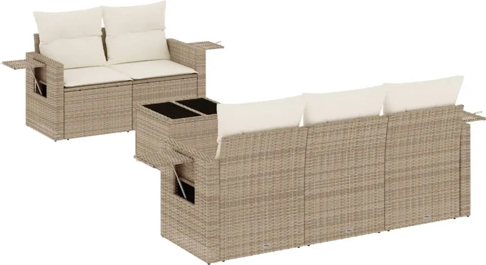 vidaXL 6 részes bézs polyrattan kerti ülőgarnitúra párnával