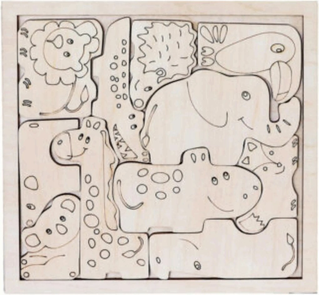 Fából készült Puzzle Gyerekeknek állat alakú Logikai 1