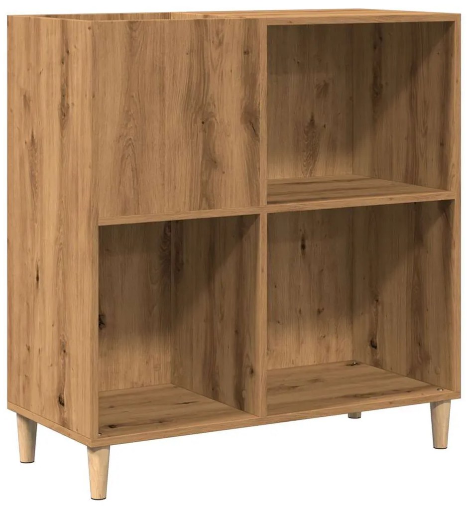 kézműves tölgy színű szerelt fa hanglemezszekrény 84,5x38x89 cm