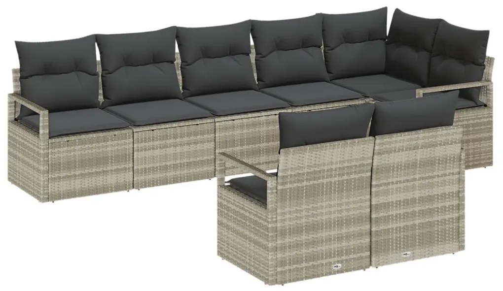 Kanapé Szett 8 pcs Világosszürke polirattan