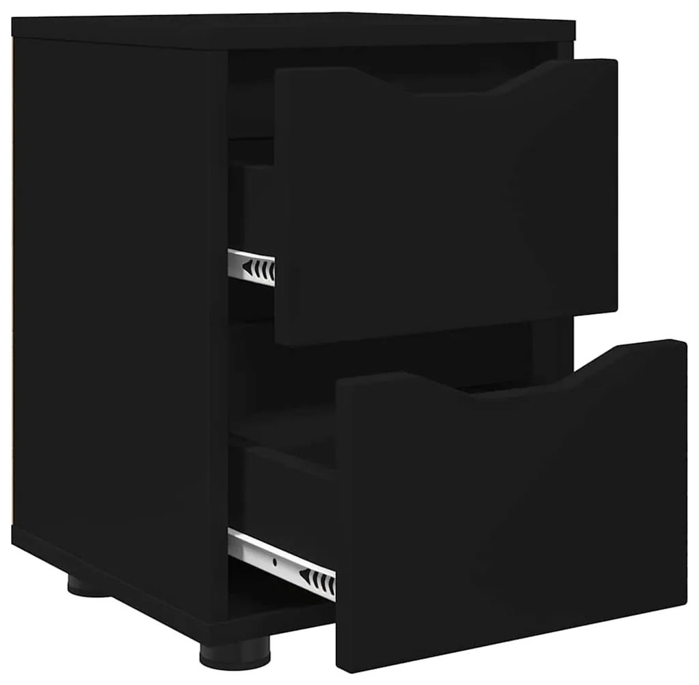 vidaXL Éjjeliszekrények fiókkal 2 pcs Fekete 30,5 x 30 x 43 cm Faanyag