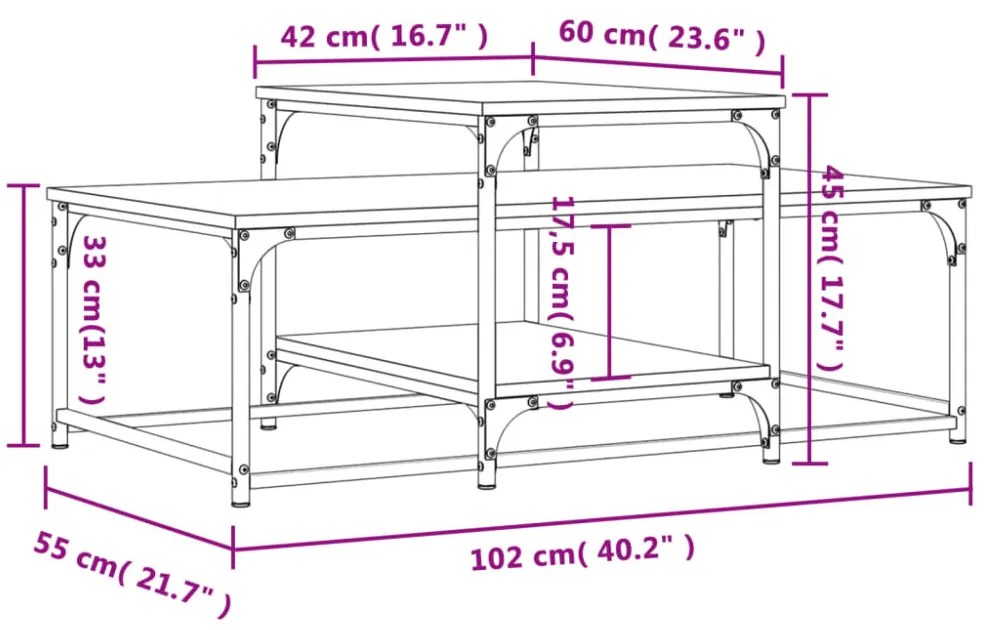 fekete szerelt fa dohányzóasztal 102 x 60 x 45 cm