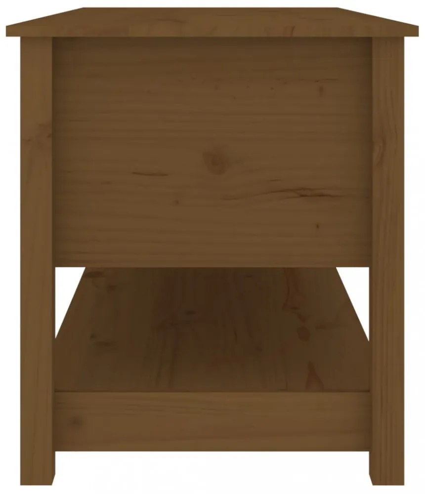 mézbarna tömör fenyőfa dohányzóasztal 102 x 49 x 55 cm