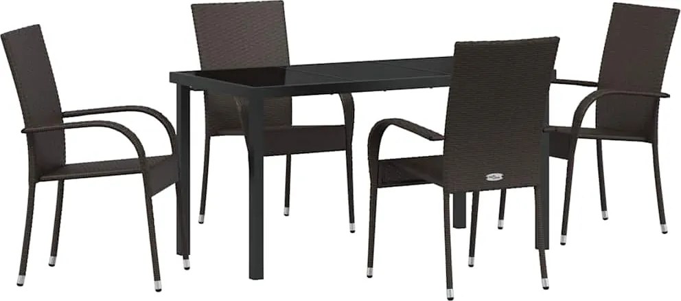 vidaXL Kert étkező szett 5 pcs Barna Porszórt acél