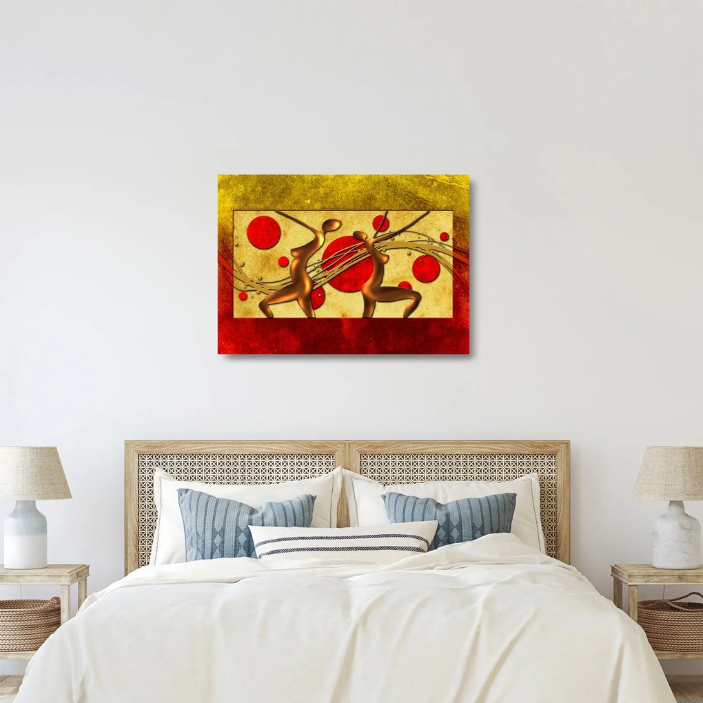 Absztrakt kép két nővel (üvegen) (70x50 cm)
