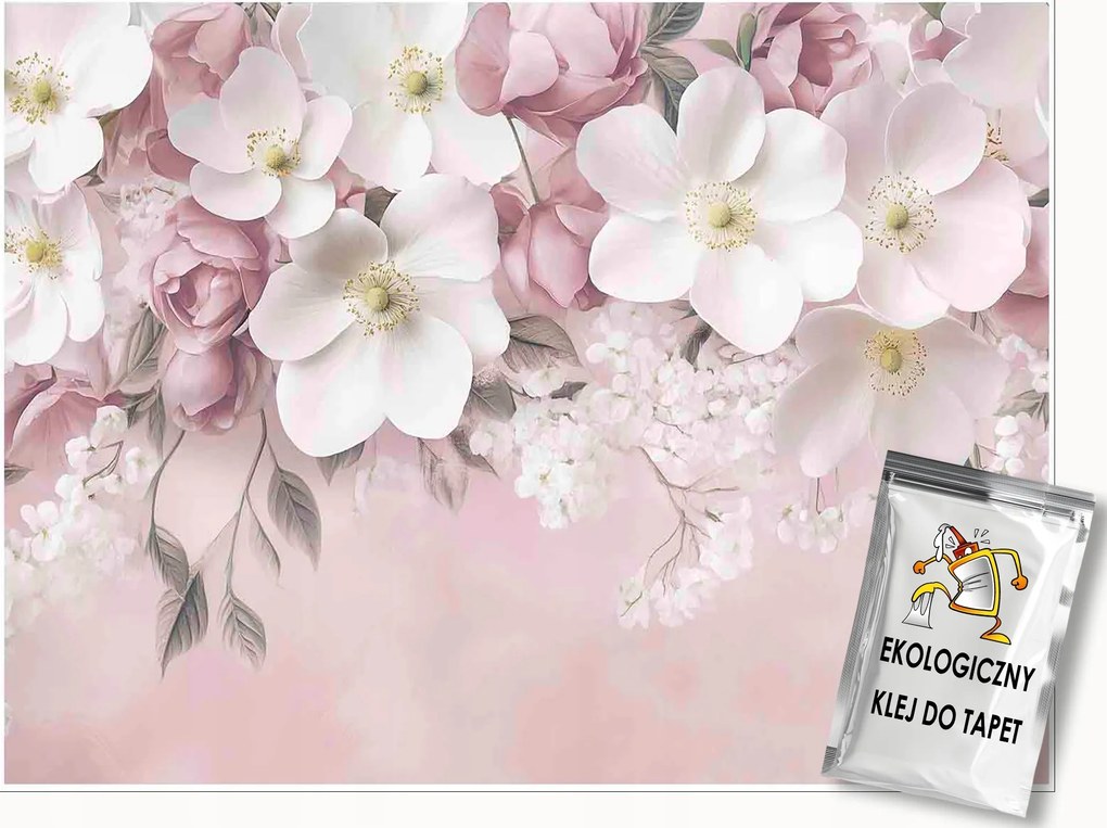 Fotótapéta Virágok Lógó Rózsaszín Beton Falra Hálószoba Nappali 150x105