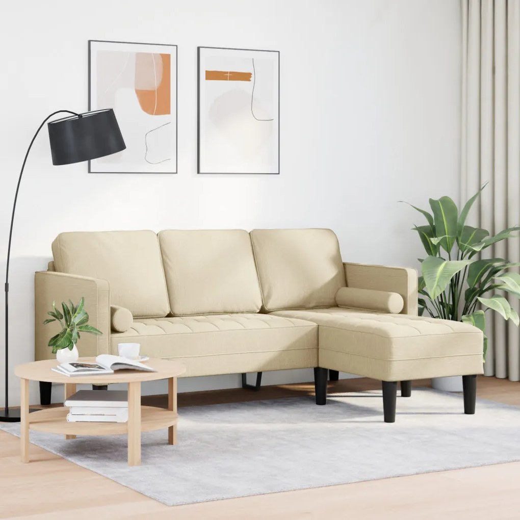 3-üléses L-alakú kanapé Krém 160 cm Szövet