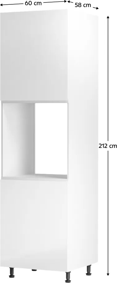 Élelmiszer szekrény, fehér/fehér extra magasfényű, bal, AURORA D60P
