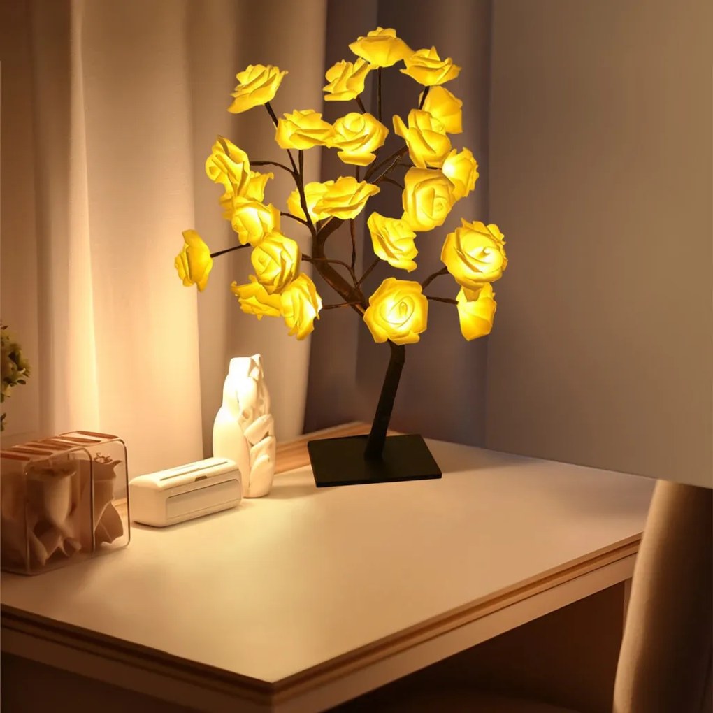LED Rózsa Lámpa USB Kábellel Újdonság Gyönyörű Rózsa Ágú Lámpa Ajándék Karácsonyra