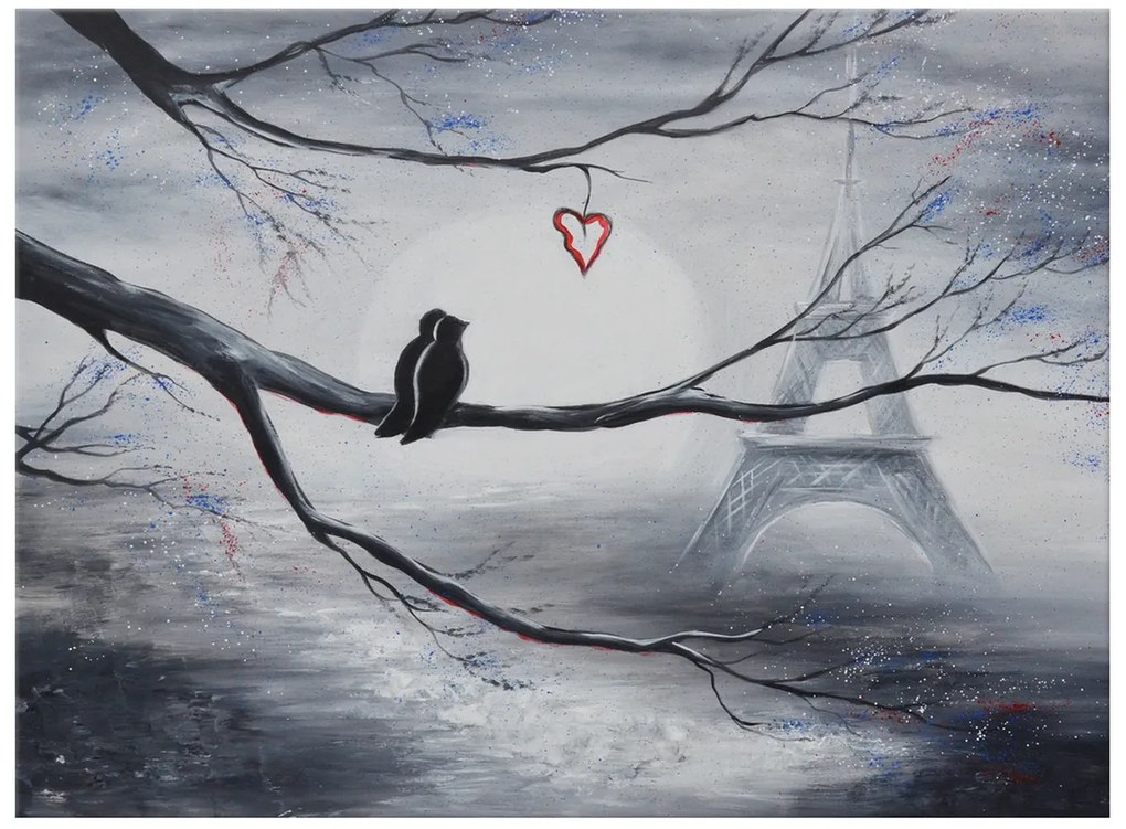 Gario Kézzel festett kép Madár romantika Párizsban Méret: 120 x 80 cm