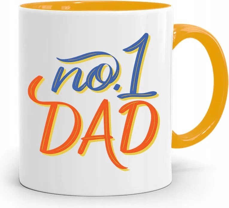 Sárga Bögre Apák Napi Ajándék Dad 1-ES Szám, fényképes nyomattal
