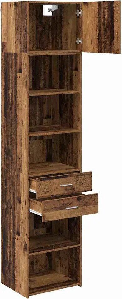 vidaXL Magasfiú Falra szerelhető Öreg fa 50 x 42,5 x 225 cm Faanyag