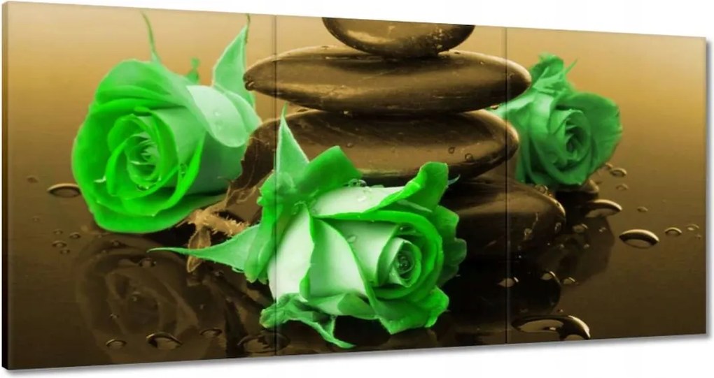 Vászonkép 180x90 Zöld rózsák bronzban