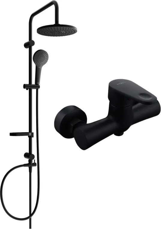 Mexen Erik felületi zuhanykészlet esőzuhannyal és Kama zuhanycsapteleppel, fekete - 72540205-70