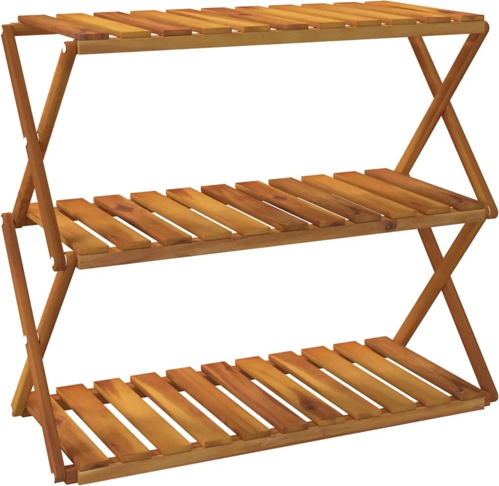 vidaXL 3 szintes barna tömör akácfa összecsukható polc 70 x 31 x 63 cm