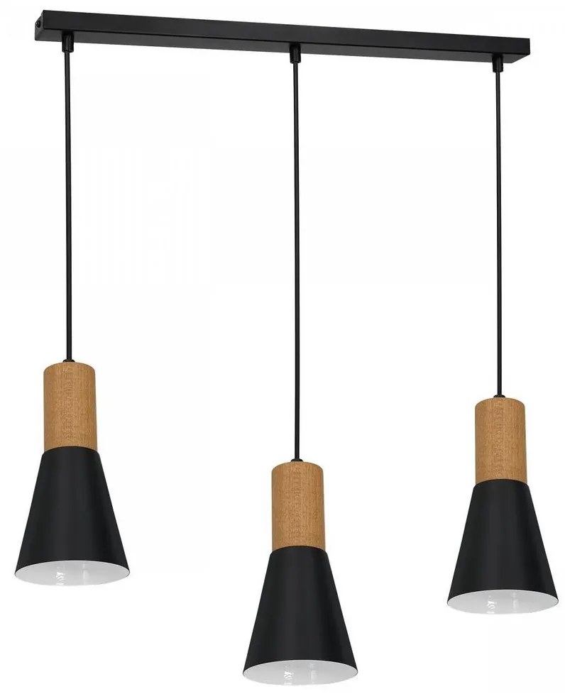 Csillár zsinóron EDMON 3xE27/60W/230V fekete