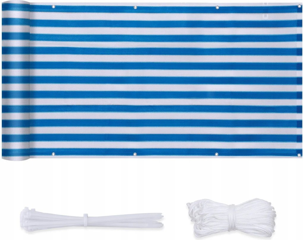Erkélyszőnyeg Terasz Erkélykerítés 75 x 300 CM Uv Fehér-kék