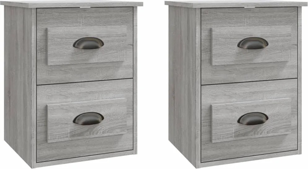 vidaXL 2 db szürke sonoma falra szerelhető éjjeliszekrény 41,5x36x53cm