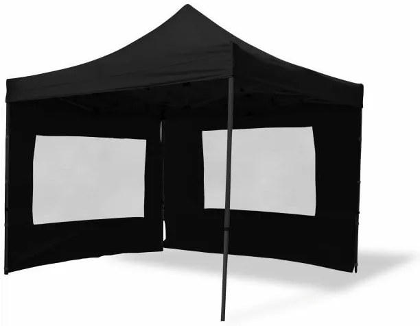 Kerti party sátor lábas PROFI 3 x 3 m fekete + 4 oldalas