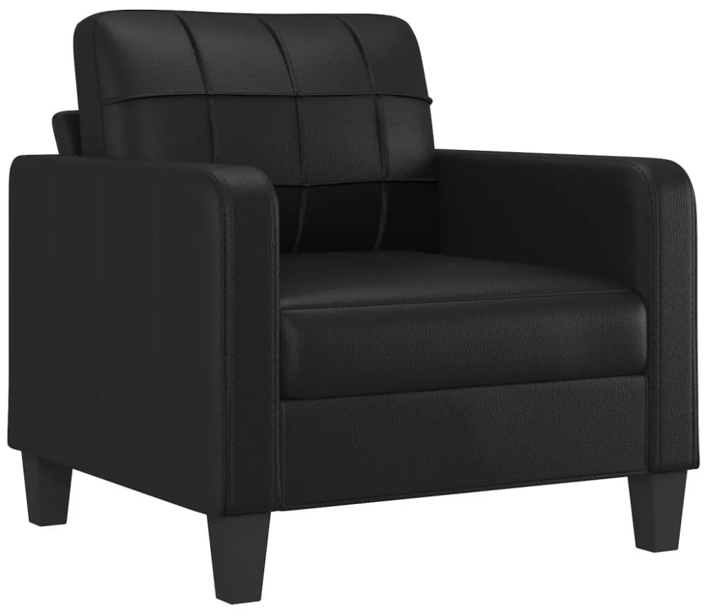 fekete műbőr kanapéfotel 60 cm
