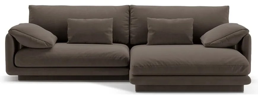 Barna bársony sarokkanapé (jobb oldali-heverő résszel) Torino – Micadoni