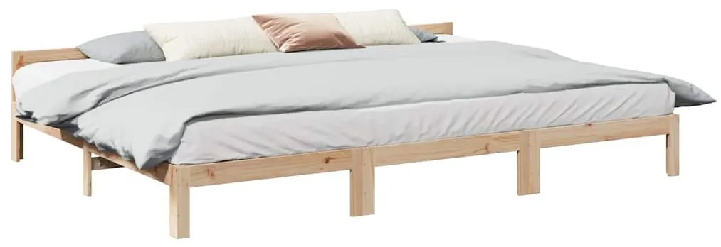 családi ágykeret matrac nélkül 270x200 cm tömör fa fenyőfa