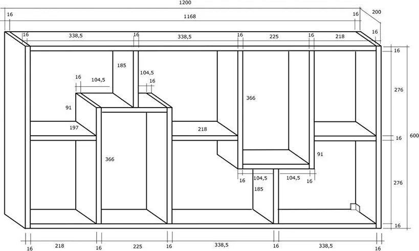 Polcos tároló könyvespolc 120x20x60cm barna KH15-1