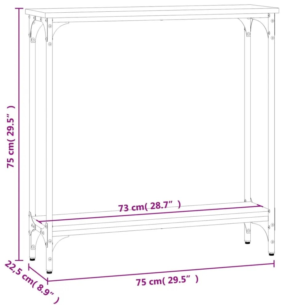 sonoma tölgyfa konzolasztal 75 x 22,5 x 75 cm rétegelt fából