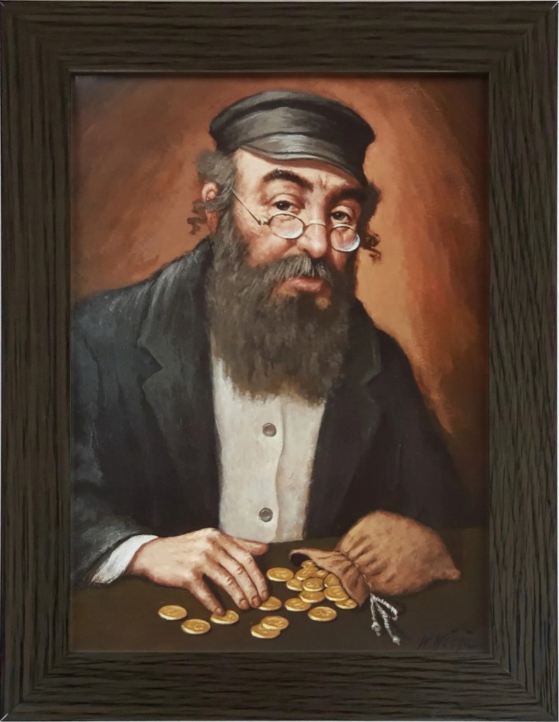 Vászonkép 29x22 Pénzszámláló Zsidó Wenge Keret