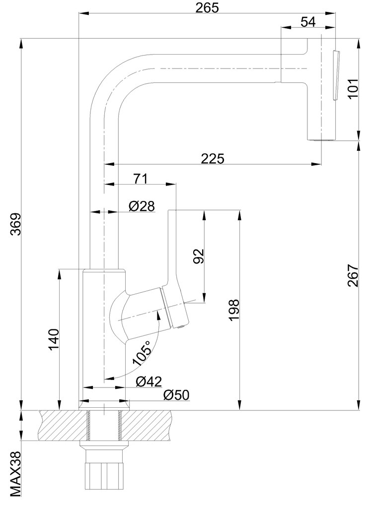 Invena Farsala, magas mosogató csaptelep 2 funkciós kihúzható kifolyóval h-369, fekete matt, INV-BZ-40-L04-S