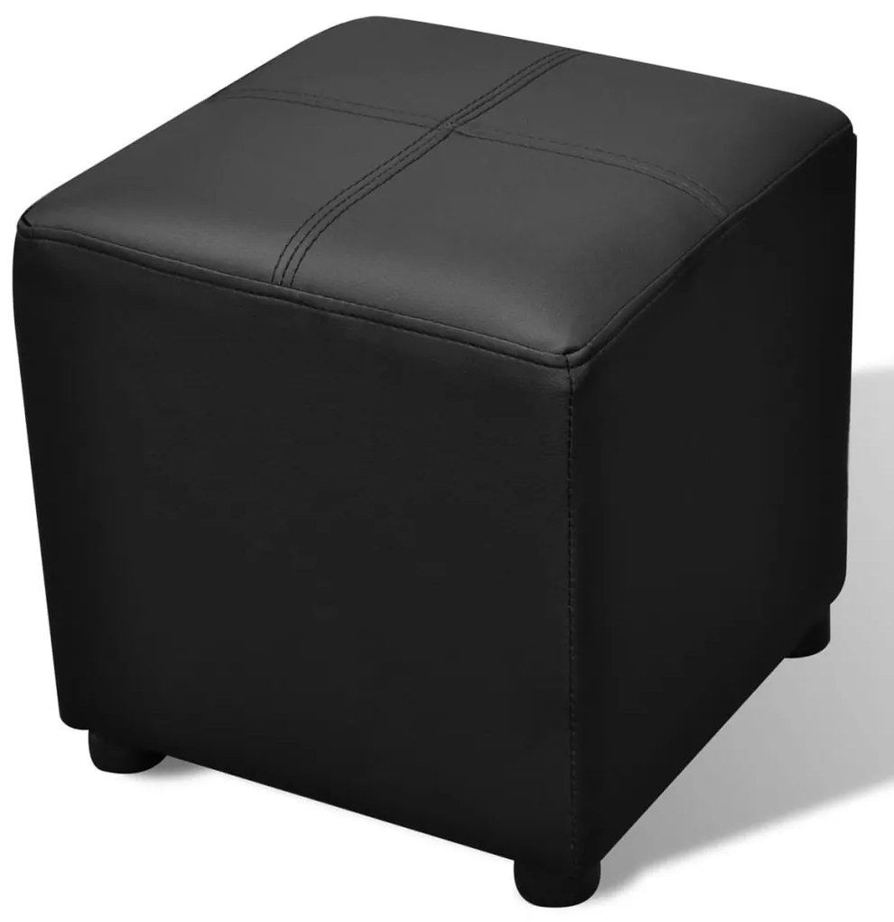 Fekete Műbőr Tároló Láda / Pad Szett Lábtartó 3 db