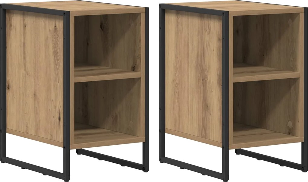 vidaXL Éjjeli asztal 2 pcs Művészi tölgy 39.5 x 30 x 50 cm Faanyag