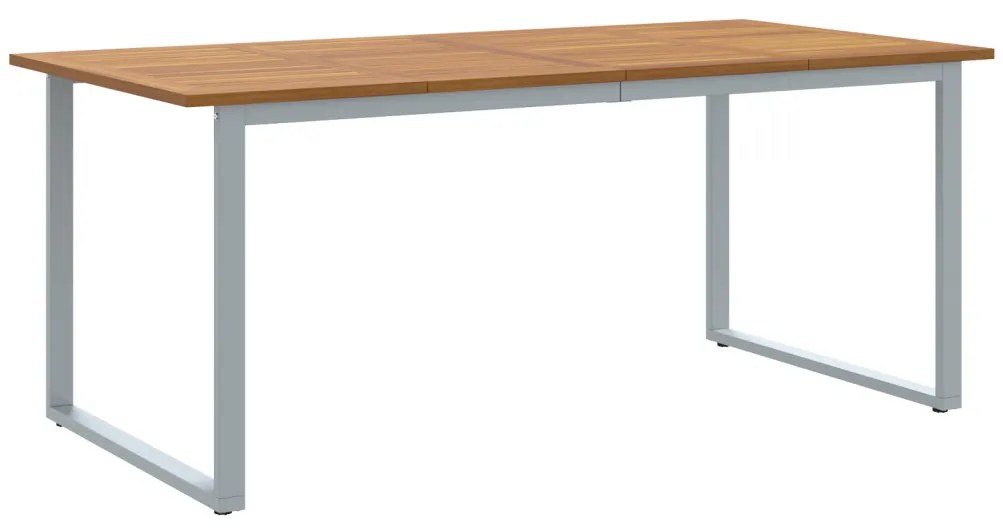 Kültéri Étkezőasztal Szürke 180x90x75 cm Acél&amp;Masszív Akác Fa
