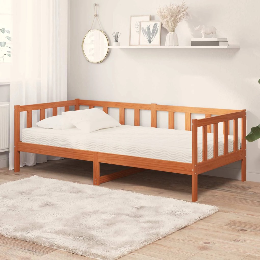 vidaXL Nappali ágy matracmal Wax Barna és Fehér 90 x 200 cm