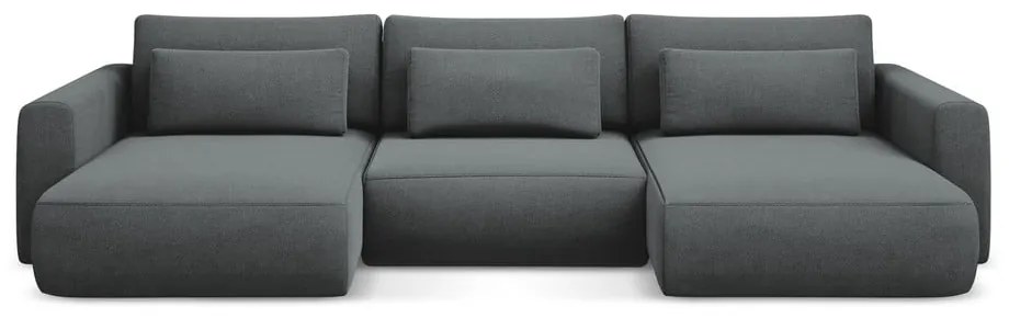 Sötétszürke kinyitható-tárolóhelyes (U alakú) sarokkanapé Kapua – Makamii