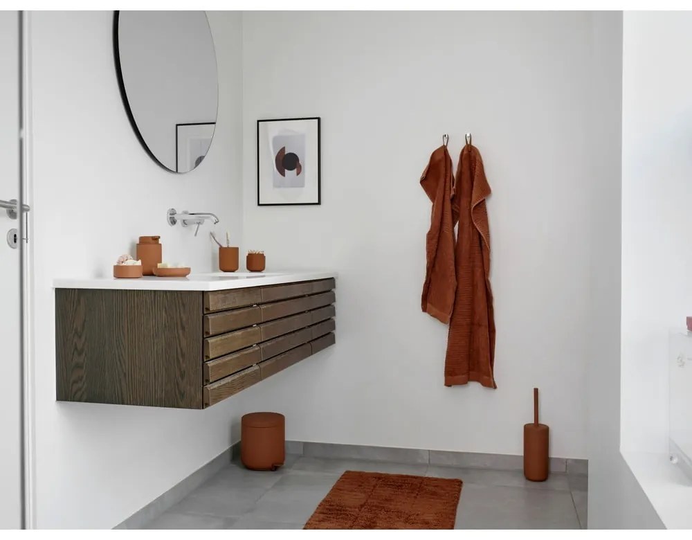 Narancssárgás barna pamut fürdőlepedő 70x140 cm Terracotta – Zone
