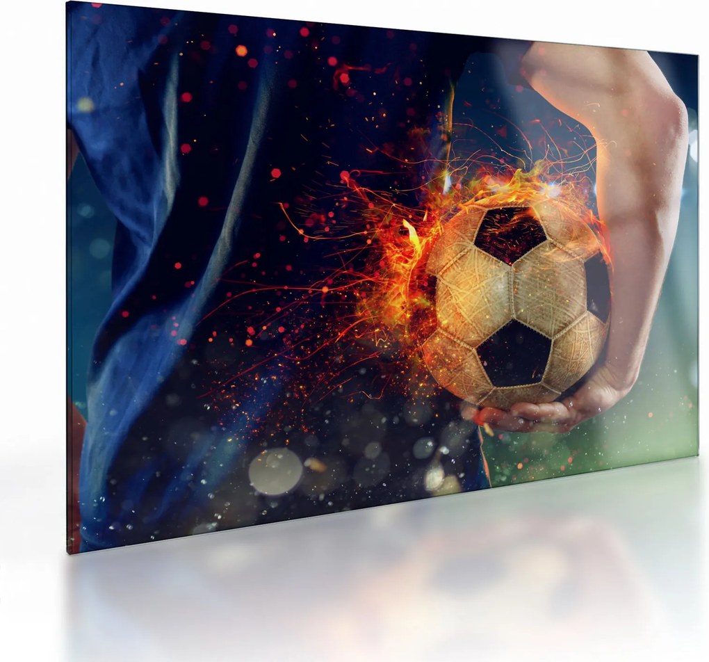 Kép - Futball-labda a tűzben (üvegen) (70x50 cm)