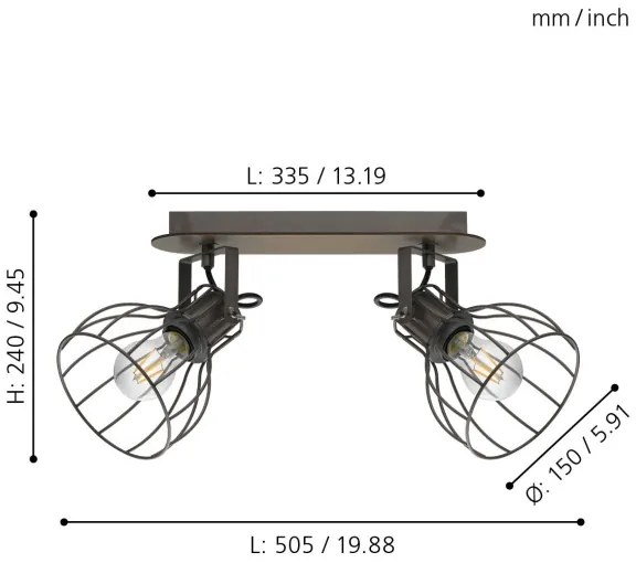 Eglo 98135 - Spotlámpa SAMBATELLO 2xE27/40W/230V