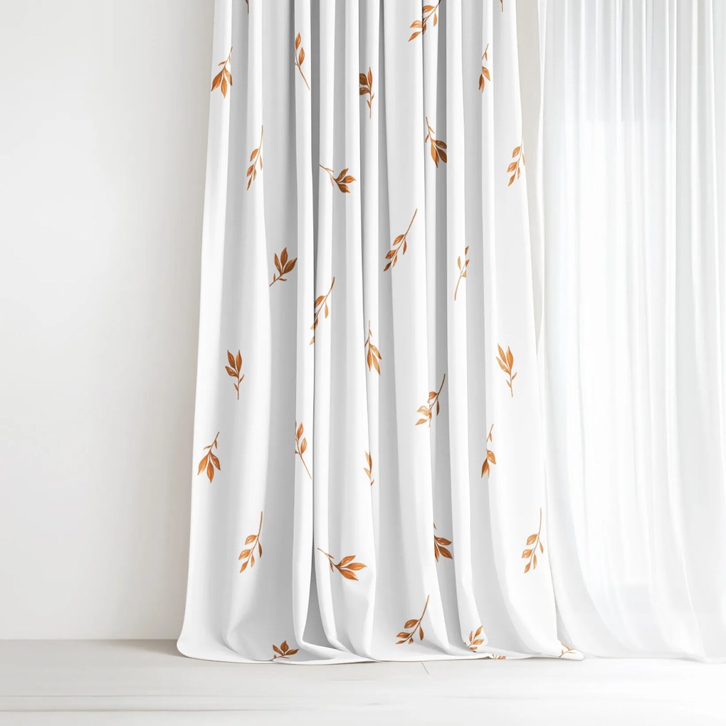 Goldea pamut drapéria - barna őszi levelek 280x150 cm