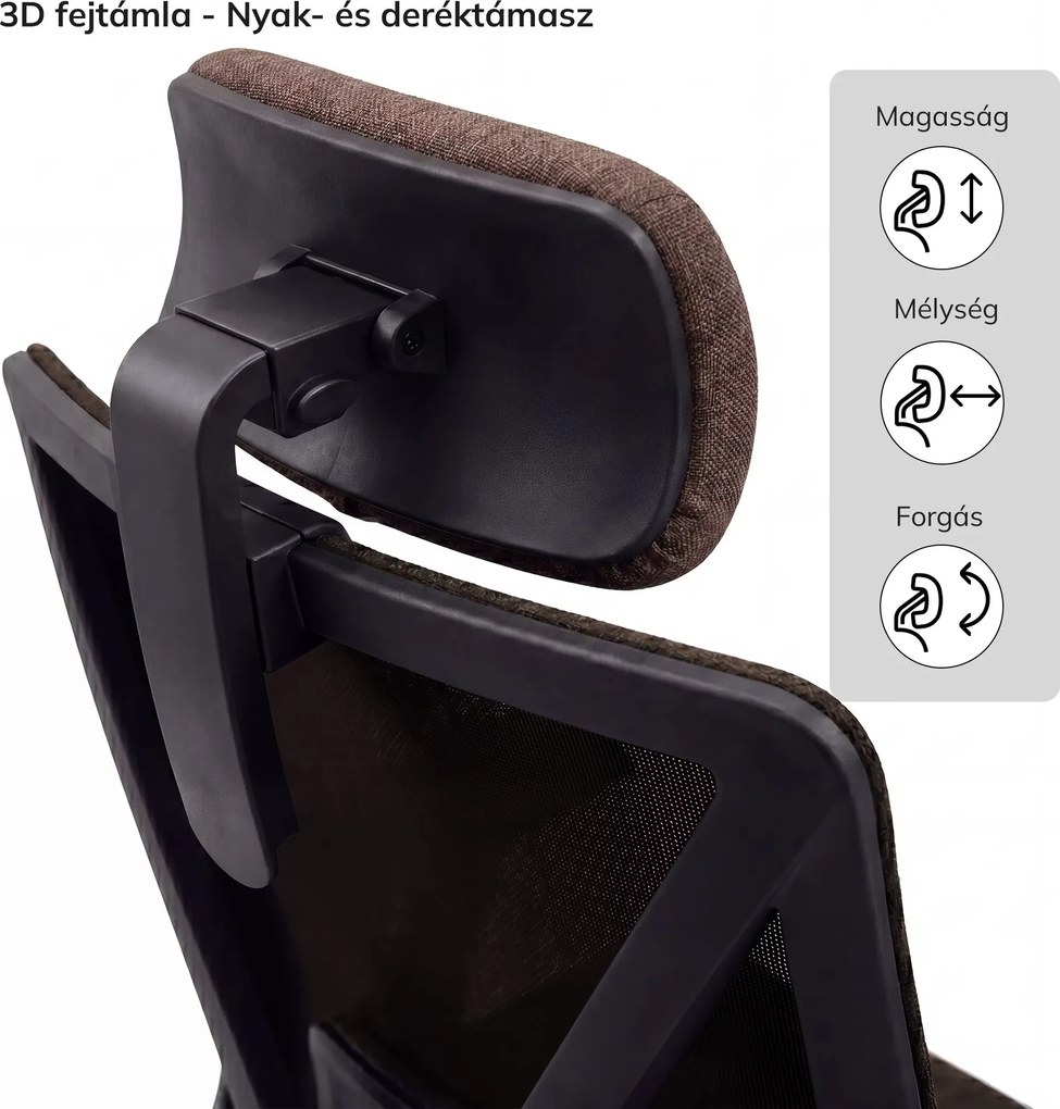 Ergonómikus, forgó irodai szék, barna: VECTOR